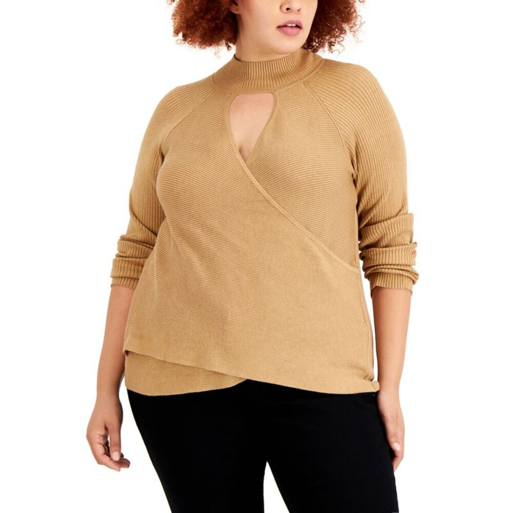 INC International Concepts Plus Size Keyhole Turtleneck Wrap Sweater
